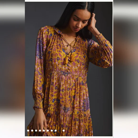 Anthropologie The Marais Printed Chiffon Dress. Multicolored. Size Small. NWOT. - Picture 7 of 15